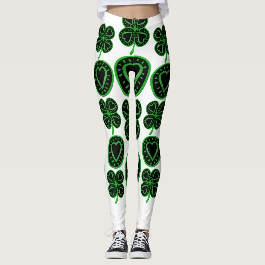 Saint Patrick's Day Shamrock Heart Leggings 4 (Voorkant)
