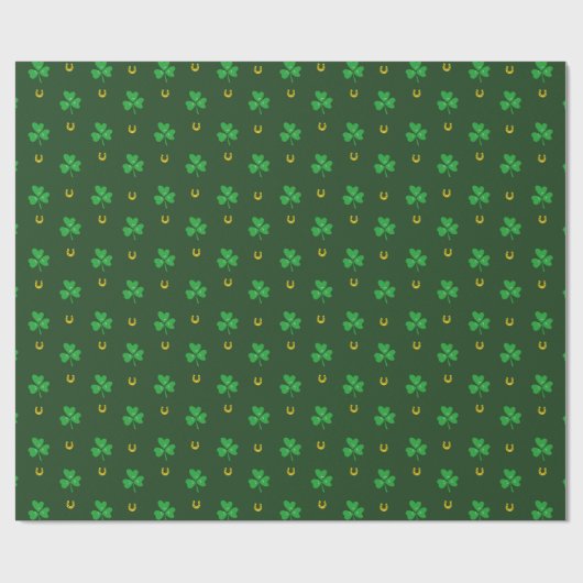 Saint Patricks Day Shamrock & Horseshoes Geometric Cadeaupapier (Vlak)