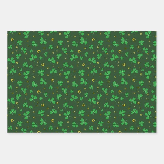 Saint Patricks Day Shamrock & Lucky Charms Green Inpakpapier Vel (Voorkant)