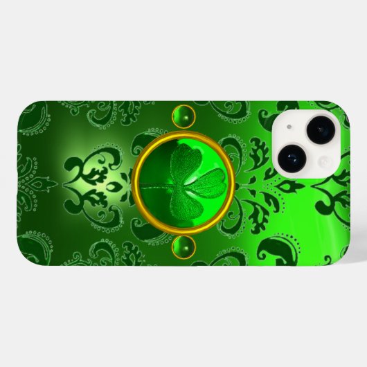 SAINT PATRICK'S DAY SHAMROCK MET GREEN DAMASK Case-Mate iPhone CASE (Achterkant (horizontaal))