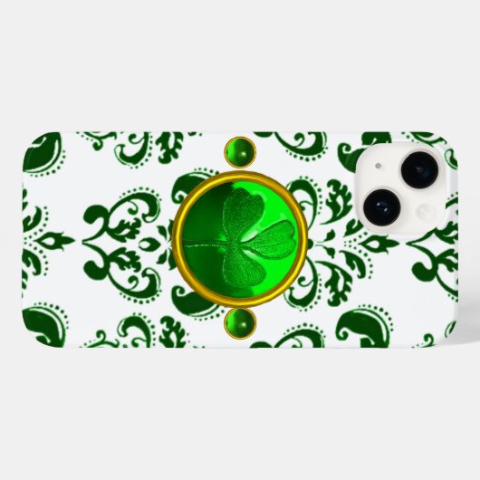 SAINT PATRICK'S DAY SHAMROCK MET GREEN DAMASK Case-Mate iPhone CASE (Achterkant (horizontaal))