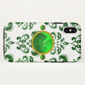 SAINT PATRICK'S DAY SHAMROCK MET GREEN DAMASK Case-Mate iPhone CASE (Achterkant (horizontaal))