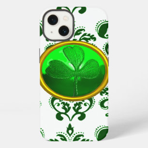 SAINT PATRICK'S DAY SHAMROCK MET GREEN DAMASK iPhone 13 HOESJE