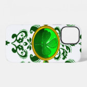 SAINT PATRICK'S DAY SHAMROCK MET GREEN DAMASK iPhone HOESJE (Achterkant horizontaal)