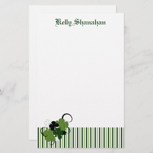 Saint Patricks Day Shamrock Personalized Briefpapier (Voorkant / Achterkant)