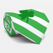 Saint Patrick's Day Shamrocks Groene Witte Strepen Stropdas (Opgerold)