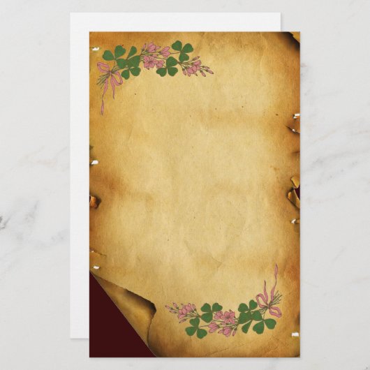 SAINT PATRICK'S DAY/Shamrocks on Brown Parchment Briefpapier (Voorkant / Achterkant)