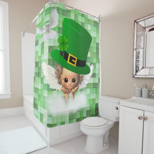 Saint Patrick's Day Shower Curtain Angel Douchegordijn (In situ)