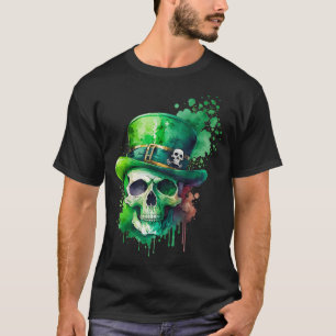 Saint Patricks Day Skull Piraat Groene Mannen T-shirt