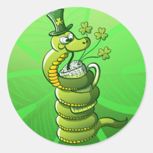 Saint Patrick's Day Snake Ronde Sticker