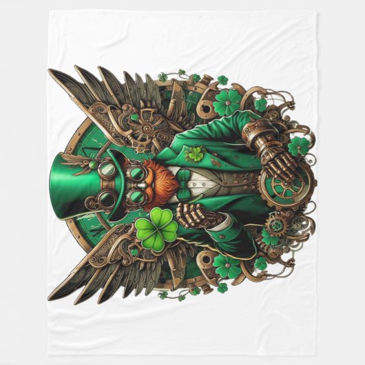 Saint Patrick's Day steampunk klaver Fleece Deken (Voorkant)