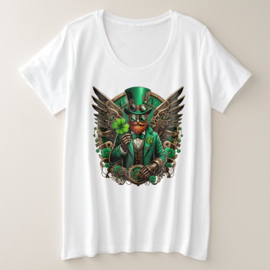 Saint Patrick's Day steampunk klaver Grote Maat T-shirt (Design voorkant)