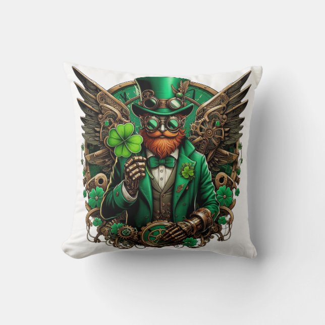 Saint Patrick's Day steampunk klaver Kussen (Voorkant)
