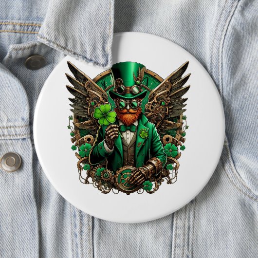 Saint Patrick's Day steampunk klaver Ronde Button 6,0 Cm (In situ)