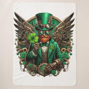 Saint Patrick's Day steampunk klaver Sherpa Deken