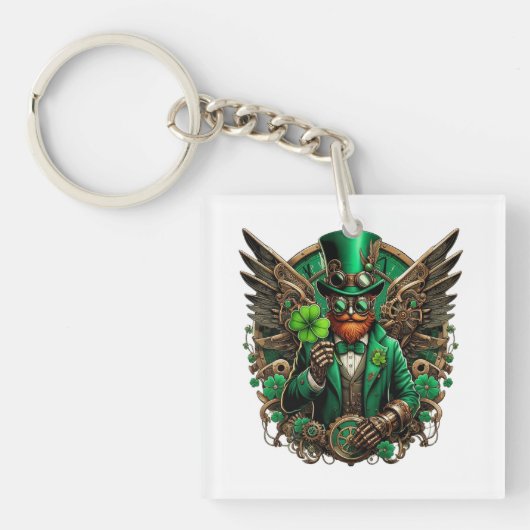 Saint Patrick's Day steampunk klaver Sleutelhanger (voorkant)