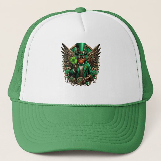 Saint Patrick's Day steampunk klaver Trucker Pet (Voorkant)