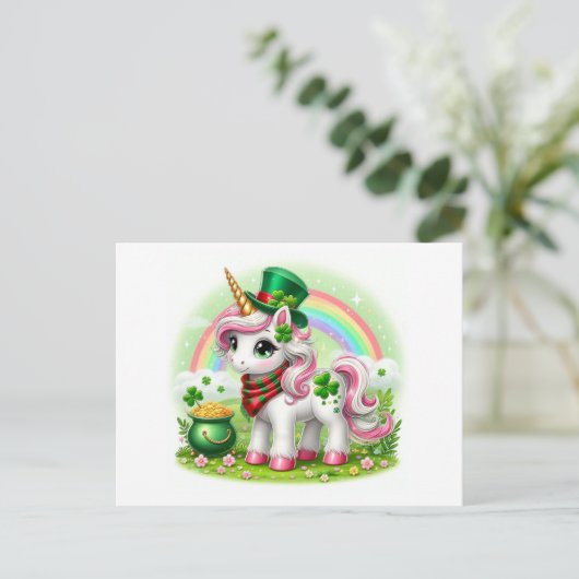 Saint Patricks Day Unicorn Briefkaart (Staand voorkant)