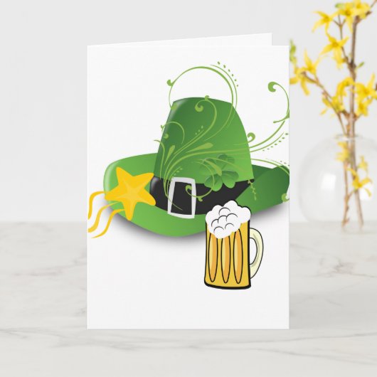 Saint Patrick's Day Wenskaart Pet Beer Kaart (Gele Bloem)