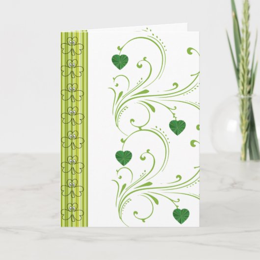 Saint Patrick's Day Wenskaart Shamrock Floral Kaart (Voorkant)