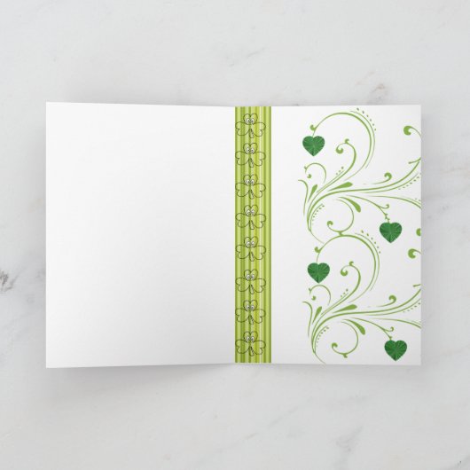 Saint Patrick's Day Wenskaart Shamrock Floral Kaart (Binnen)