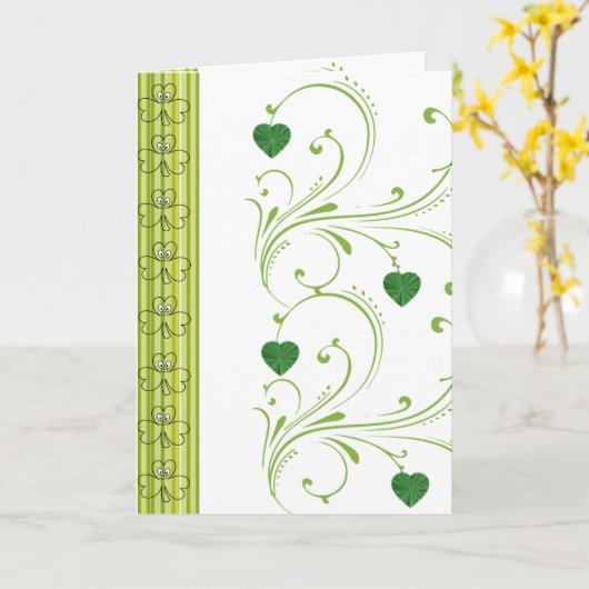 Saint Patrick's Day Wenskaart Shamrock Floral Kaart (Gele Bloem)