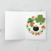 Saint Patrick's Day Wenskaart Teddy BearFloral Kaart (Binnen)