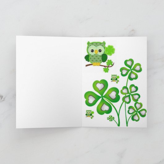 Saint Patrick's Day Wenskaart Uil Kaart (Binnen)