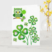 Saint Patrick's Day Wenskaart Uil Kaart (Gele Bloem)