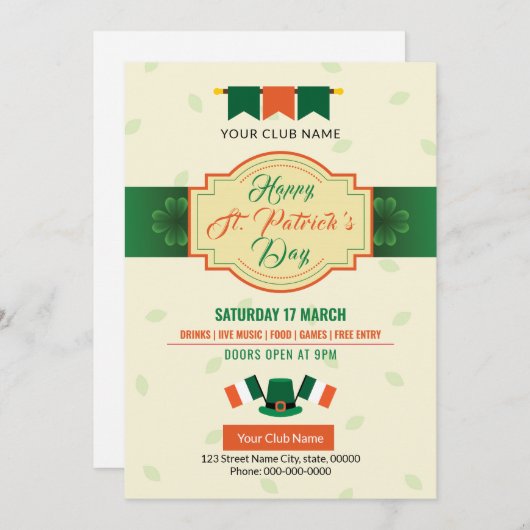 Saint Patricks Flyer Kaart (Voorkant / Achterkant)