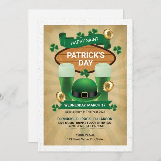 Saint Patricks Flyer-uitnodiging Kaart (Voorkant / Achterkant)