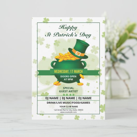 Saint Patricks Flyer-uitnodiging Kaart (Staand voorkant)