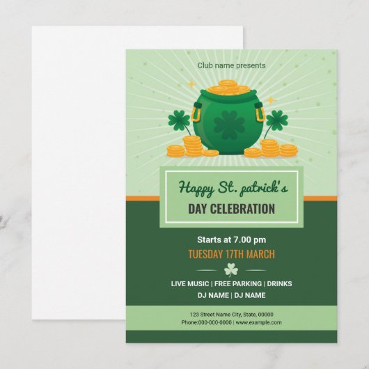 Saint Patricks Flyer-uitnodiging Kaart (Voorkant / Achterkant)