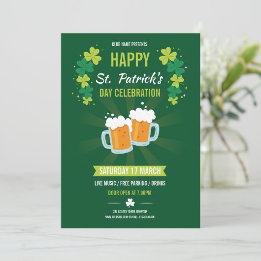 Saint Patricks Flyer-uitnodiging Kaart (Staand voorkant)