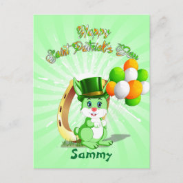 Saint Patrick's Green Bunny Cartoon Briefkaart