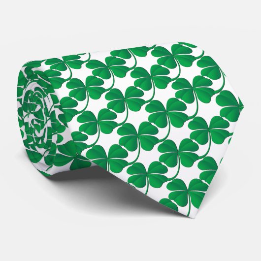 Saint Patricks Green Shamrock Pattern Stropdas (Opgerold)