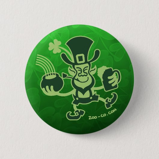 Saint Patrick's Leprechaun Dancing and Celebrating Ronde Button 5,7 Cm (Voorkant)