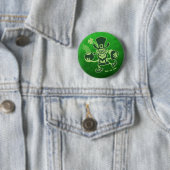 Saint Patrick's Leprechaun Dancing and Celebrating Ronde Button 5,7 Cm (In situ)