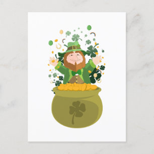 Saint Patrick's Leprechaun Gold Briefkaart