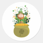 Saint Patrick's Leprechaun  Ronde Sticker (Voorkant)