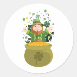 Saint Patrick's Leprechaun  Ronde Sticker
