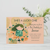 Saint Patricks Lucky Birthday Girl Shamrocks Party Kaart (Staand voorkant)