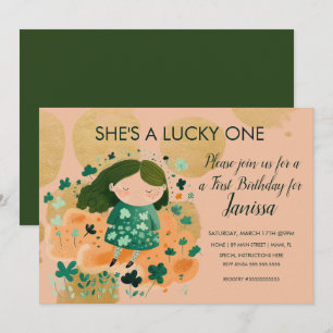 Saint Patricks Lucky Birthday Girl Shamrocks Party Kaart