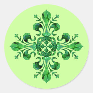 Saint Patrick's Lucky Fleur de lis Ronde Sticker