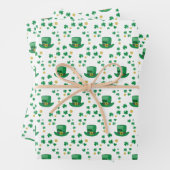 Saint Patrick's Lucky Leprechaun, Munt en Klavers Inpakpapier Vel (In situ)