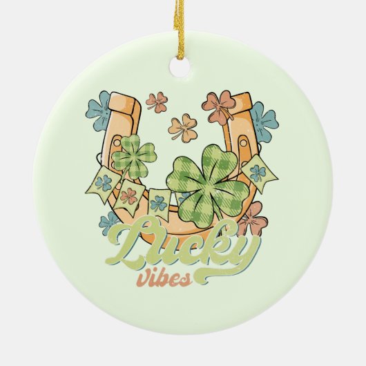 Saint Patrick's Lucky Vibes Keramisch Ornament (Achterkant)