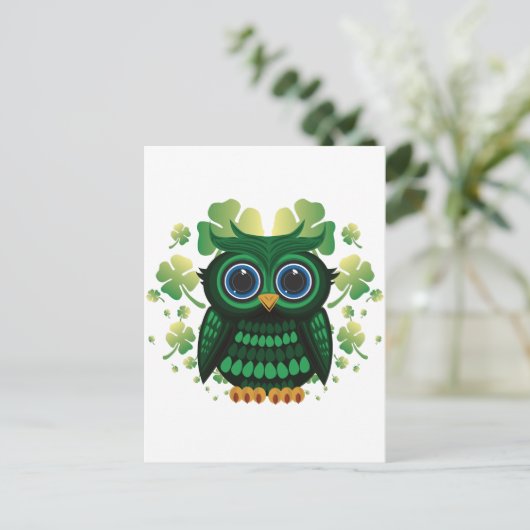 Saint Patrick's Owl Briefkaart (Staand voorkant)