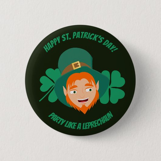 Saint Patrick's Party als een Button van Leprechau (Voorkant)