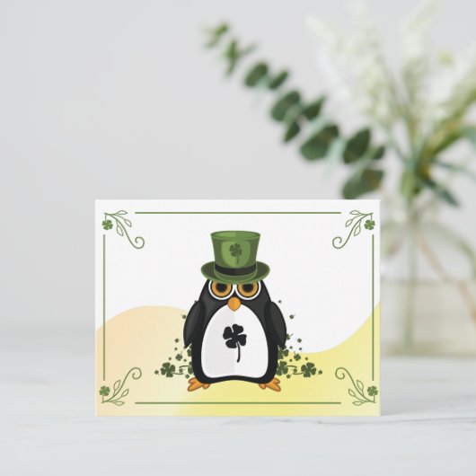 Saint Patrick's Penguin Briefkaart (Staand voorkant)