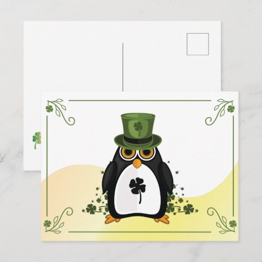 Saint Patrick's Penguin Briefkaart (Voorkant / Achterkant)